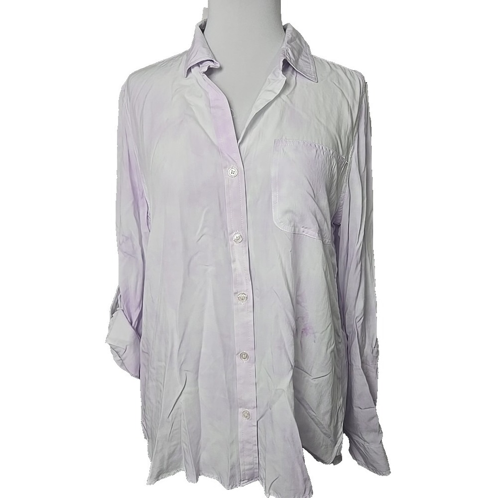 Velvet Heart Lilac Tie-dyed Button-up Long Tab Sleeve Women's Top Medium New